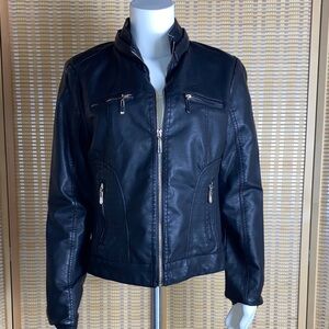 Cavalini Ci Sono Faux Leather Moto Jacket Size Medium